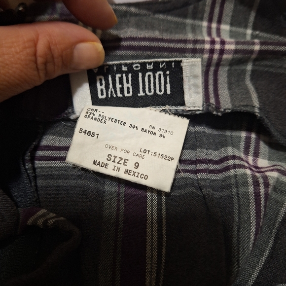 Vtg Y2K Purple Gray Plaid Spaghetti Strap Dress Size 9 Byer Too! California - Picture 6 of 7